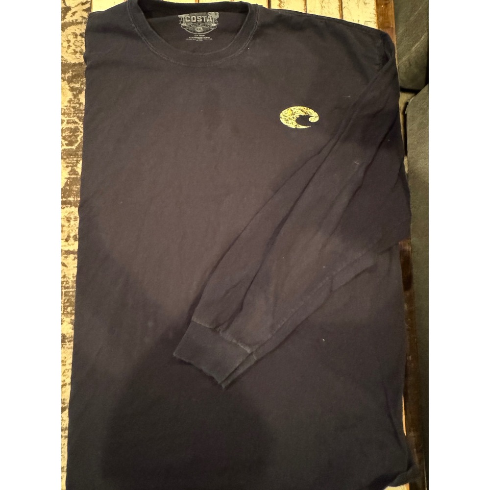 Costa Del Mar Long Sleeve Graphic Tee Navy Blue Camo Logo XXL Mens